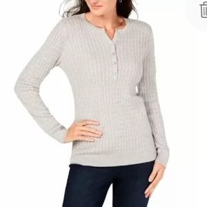NEW Karen Scott Cableknit Henley Sweater, Size 2XL, Gray